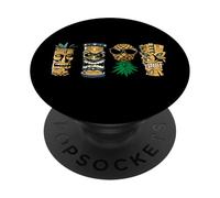 Tiki Statues and Upside Down Pineapple for Swingers Couples PopSockets Adhesive PopGrip