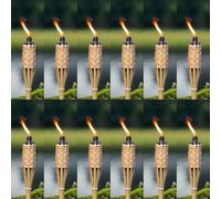 Tiki Torches Bamboo 150cm Pack of 12 - Extra Tall 5ft Citronella Compatible Burner with Large 500ml Oil Canister for Outdoor Parties, Pest & Bug Repellent, 10 Hour Burn