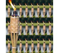 Tiki Torches Bamboo 150cm Pack of 24 - Extra Tall 5ft Citronella Compatible Burner with Large 500ml Oil Canister for Outdoor Parties, Pest & Bug Repellent, 10 Hour Burn