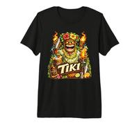 Tiki Tropical Mask Hibiscus Torch Island Bar Vibes Premium T-Shirt
