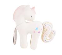 Tikiri Cotton Candy Unicorn Natural Rubber Baby Rattle with Crinkle Tail