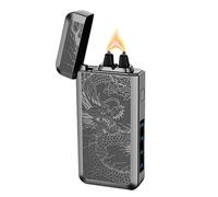 TIKIUKI Electric Lighter Rechargeable Lighter Type-C Big Flame Arc Lighter Plasma Lighter Windproof Lighter Candle Lighter with Smart Chip for Camping, Adventure (Black Dragon)