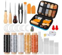 Tikjiua 50 Pcs Leather Sewing Kit, Leather Repair Kit with 34 Pcs Sewing Needles, Upholstery Thread Stitching Sewing Awl, Heavy Duty Upholstery Repair Sewing Kit for Car Seat Carpet Shoes Canvas Sofa