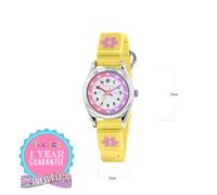 Tikkers Children's Yellow Fabric Strap Flower Time Teacher Watch