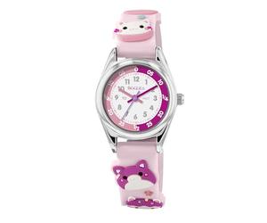Tikkers Girls 3D Cat Pink Silicone Strap Watch