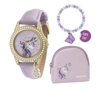 Tikkers Girl's Purple Unicorn and Butterfly Watch, Bracelet and Purse Gift Set