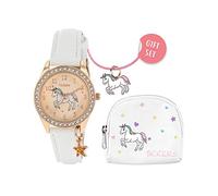 Tikkers Girls White PU Strap Unicorn Stone Set Watch Set ATK1063