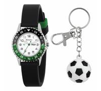 Tikkers Black Strap Time Teacher Watch and Football Keyring Set ATK1095-SET