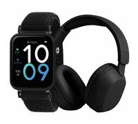 Tikkers Kids Black Smart Watch And Over-Ear Headphone Set