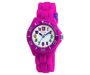 Tikkers Kids Fluorescent Pink Rubber/Silicon Strap Watch with Bright Funky Coloured Numbers TK0011