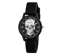 Tikkers Kids Glow in the Dark Skull Dial Black Adjustable Silicone Strap Analogue Quartz Watch