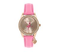 Tikkers Kids Pink PU Strap Heart Charm and Flamingo Dial Watch TK0188