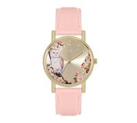 RSPB Women's Pink Owl Printed Dial Watch