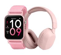 Tikkers Smart Series 13 - Pink Easy Release Fabric Strap Smart Watch & Headphone TKS13-0034-SET