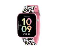 Tikkers Smart Series 13 Pink Leopard Print Silicone Strap Smart Watch, Pink Pink