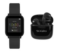 Tikkers Smartwatch and Earbuds Set TKS10-0002-SET - Unisex - 36 mm - Digital - Quartz with charger Black 20 mm