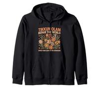 Tikkun Olam Hebrew Fix the World Shalom Zip Hoodie