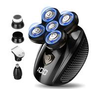 Tiklean Bald Head Shaver,Electric Head Shavers for Bald Men, 5-in-1 Head and Face Grooming Kit, Waterproof Cordless Rotary Razor and USB Rechargeable,Gifts for Men