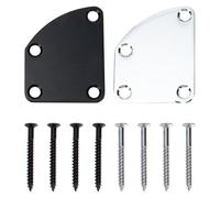 TIKODIDA 2 Sets Stainless Steel Guitar Neck Joint Mounting Plates with Screws for Electric Guitar and Bass, Sturdy Neck Plate Replacement Accessories for Secure Fretboard Connection