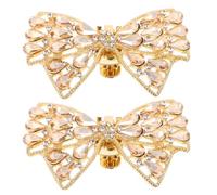 TIKODIDA 2pcs Bow Shoe Clips Rhinestone Bow Decoration Elegant Alloy Full Rhinestone Inlay Shoe Clips for Women Party Occasions