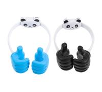 TIKODIDA 2pcs Cartoon Thumbs up Cellphone Stand Holders, Small Lazy Phone Holders with White and Blue, White and Black Arms, Desktop Multi-function Smartphone Racks for Home and Office Use