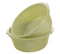 TIKODIDA 2Pcs Medium Plastic Wash Basins Household Wash Basin for Bathroom and Foot Soak, Nordic Green Plastic Washbasin Set for Home Use