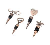 TIKODIDA 2pcs Metal Wine Bottle Stopper Bronze Color Stylish Creative Wedding Valentine Day Plug for Home Bar Use Reusable Sealer for Red Wine Beer Soy and Vinegar Bottles