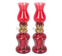 TIKODIDA 2pcs Old Fashioned Lantern Lamp Glass Oil Lanterns Portable Lightweight Vintage Retro Nostalgic Red Camping Outdoor for Couples