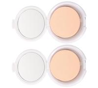 TIKODIDA 2pcs White Plastic Foundation Container with Magnetic Opening Design and Powder Puff, round Makeup Cushion Puff Box for Easy Control of Foundation Amount, for DIY and Daily Use