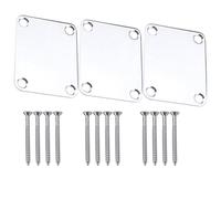 TIKODIDA 3pcs Silver Guitar Neck Plates with Screws Metal Electric Guitar and Bass Neck Connecting Joint Plates Replacement Hardware for Reinforcement