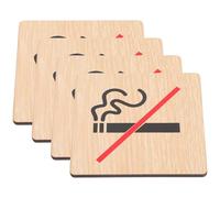 TIKODIDA 4pcs No Smoking Signs Wood Wall Plates Design Fade Resistant for Offices and Restaurants