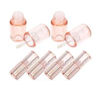 TIKODIDA 6pcs Refillable Lip Balm Tubes Lip Gloss Tubes 3.4ml Plastic Lightweight Round Containers for On-the-go Touch-ups with Fine Brush Wand