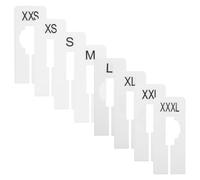 TIKODIDA 8pcs White Plastic Clothes Dividers for Wardrobe with Pre-Printed Sizes XXS to XXXL, Rectangular Minimalist Hanger Markers for Easy Identification, for Retail Store and Home