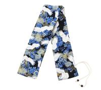 TIKODIDA Adjustable Blue Cotton Cloth Flute Dust Protection Bag with Ethnic Gold Print, Wind Instrument Storage Pouch for Flute and Piccolo, Soft Music Instrument Carrying Case for Travel