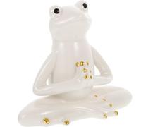 TIKODIDA Ceramic Frog Ornament Frog Statue Tea Pet Lightweight Multiple Function Adorable Delicate White Yoga Frog-shape Desktop Ornament Gift for Holidays