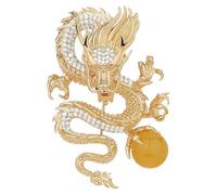 TIKODIDA Golden Dragon Brooch Pin Zinc Alloy Rhinestone Collar Pin Elegant Sophisticated Design Easy to Attach Remove Eye-catching Birthday Suit Accessory for Ladies and Mothers