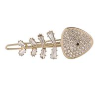 TIKODIDA Golden Rhinestone Hair Clip Fish Bone Shape Alloy Hair Accessory and Curls Fashion Style for Daily Dress and Photo Shoot