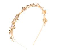 TIKODIDA Moonstone Metal Headband for, Shiny Gold Wrinkled Bride Hair Accessory, Sparkling Rhinestone Headpiece for Wedding and Party Hair Decor