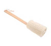 TIKODIDA Natural Loofah Bath Brush Long Wooden Handle, Exfoliating Skin Scrubber for Home Shower Use, Comfortable Loofah Stick for Deep Cleaning and Gentle Bathing