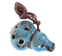TIKODIDA Ocarina Alto C Ceramic Flute 04 Flower Glaze Blue Finish for Outdoor Play and Sound Healing Musical Instrument