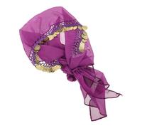 TIKODIDA Purple Belly Dance Hair Accessories Tribal Gauze Headscarf with Metal Coins Lightweight Comfortable Dance Headpiece for Accessory