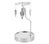 TIKODIDA Rotary Stainless Steel Candle Holder Decorative Magnetic Aromatherapy Carousel Candlestick for Romantic Desktop Home Party Decor Silver Hot Air Balloon Design