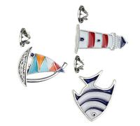 TIKODIDA Sailboat Brooch Pin Set 3Pcs Nautical Fish Lighthouse Alloy Brooches for Ladies Seaside Accessories