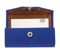 TIKODIDA Single Lipstick Holder Portable Small Lip Gloss Case with Snap Button Closure Blue Leather Lipstick Storage Box for Travel Makeup, Women’S Cosmetic Organizer Random Color