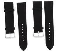 TIKODIDA Smooth Double-Sided Black Faux Leather Watch Band 20Mm Replacement Strap Pair, Universal Fit for Men and Women, Suitable for Work and Leisure