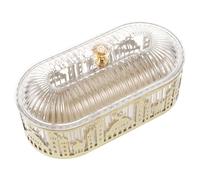 TIKODIDA Wrought Iron Butter Dish and Snack Tray with Lid for Eid Candy Serving and Ramadan Festive Table Decor
