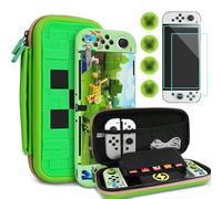 TIKOdirect Carrying Case Accessories for Switch OLED,Portable Travel Case with Soft Protective Case, Screen Protectors and Thumb Grip caps, Green