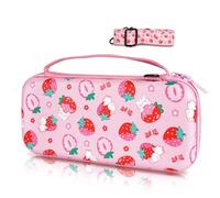 TIKOdirect Carrying Case for Nintendo Switch & OLED Mode, Cute Portable Travel Bag in Newest Updated Design of Pink Interior with an Adjustable Shoulder Strap, Pink