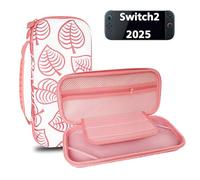 TIKOdirect Carrying Case for Switch 2, Shockproof Portable Travel Bag with Glitter Galaxy Cover, Screen Protectors and Cute Leaf Thumb Grips Caps, Pink