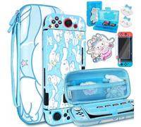 TIKOdirect Carrying Case for Switch, Cute Portable Travel Bag Accessories with Soft Protective Case, Screen Protectors and Thumb Grip caps, Game Card Case 7in1, Blue
